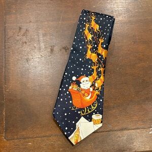 Source Unknown Santa Sleigh Tie - Black and Orange